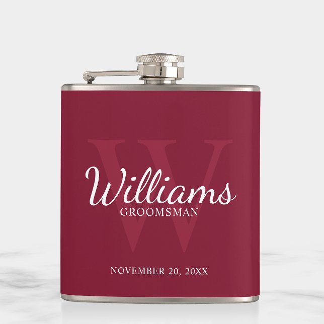 Personalized Script Groomsmen's name and Monogram  Hip Flask (Creator Uploaded)