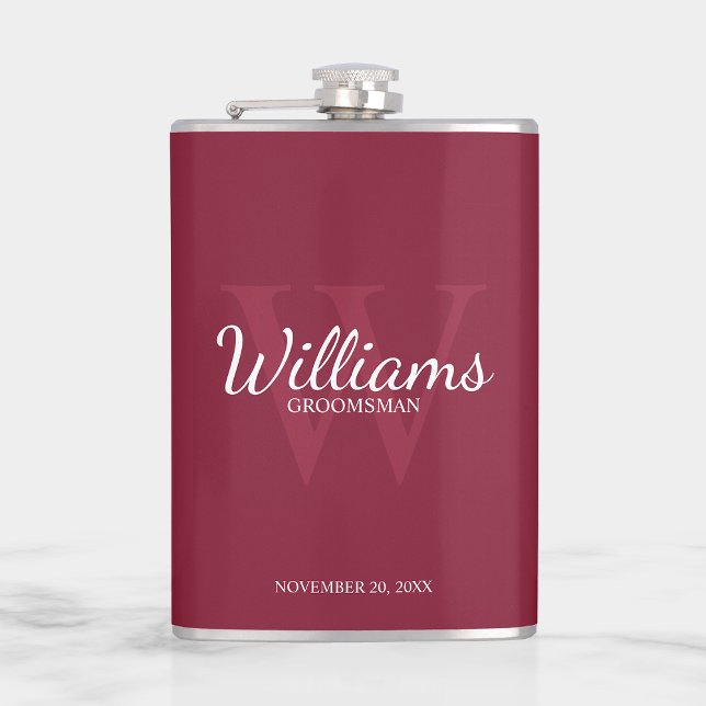 Personalized Script Groomsmen's name and Monogram Hip Flask (Creator Uploaded)