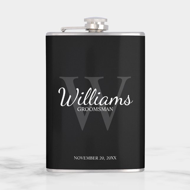 Personalized Script Groomsmen's name and Monogram Hip Flask (Creator Uploaded)