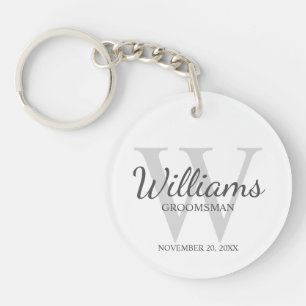Personalized Script Groomsmen's name and Monogram Keychain