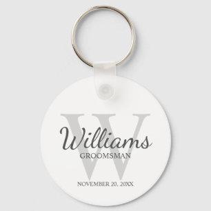 Personalized Script Groomsmen's name and Monogram Keychain