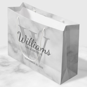 Personalized Script Groomsmen's name and Monogram  Large Gift Bag