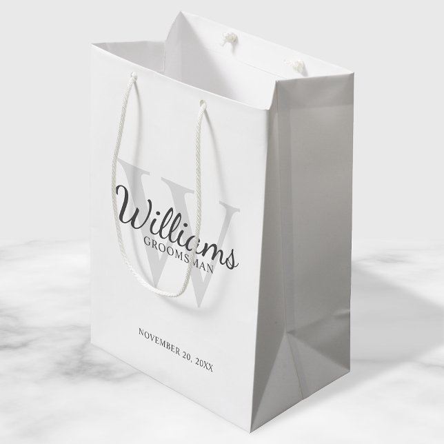 Personalized Script Groomsmen's name and Monogram Medium Gift Bag (Creator Uploaded)