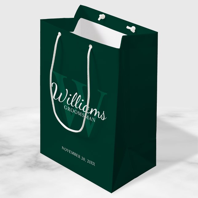 Personalized Script Groomsmen's name and Monogram  Medium Gift Bag (Creator Uploaded)