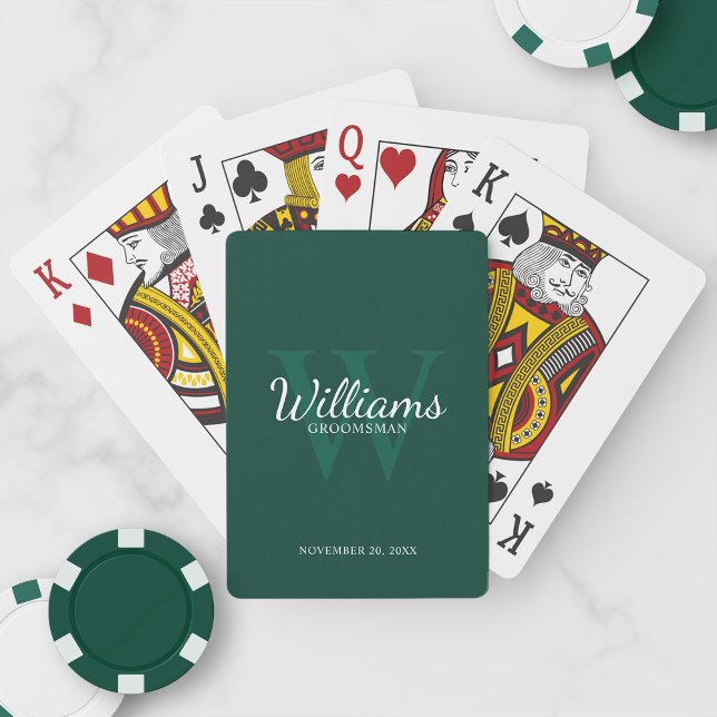 Personalized Script Groomsmen's name and Monogram  Playing Cards (Creator Uploaded)