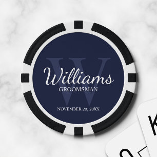 Personalized Script Groomsmen's name and Monogram Poker Chips