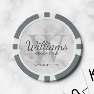 Personalized Script Groomsmen's name and Monogram Poker Chips