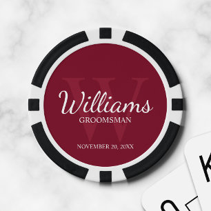 Personalized Script Groomsmen's name and Monogram Poker Chips