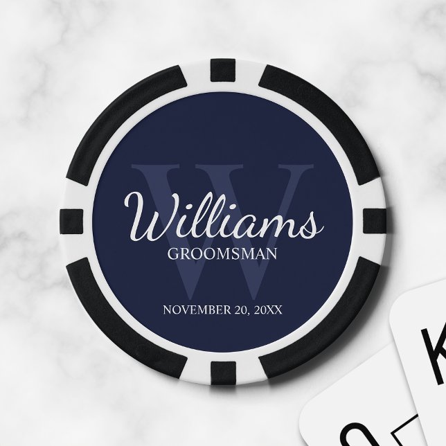 Personalized Script Groomsmen's name and Monogram Poker Chips (Creator Uploaded)
