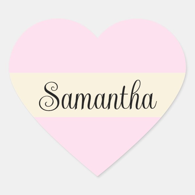 Personalized Script Lettering Custom Nametag Heart Sticker (Front)
