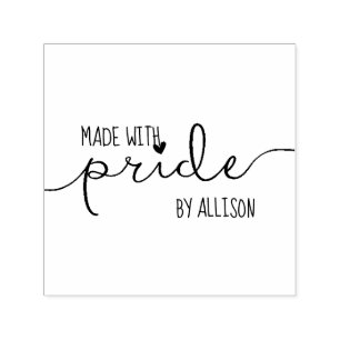Personalized Script Lettering Made With Pride LGBT Self-inking Stamp