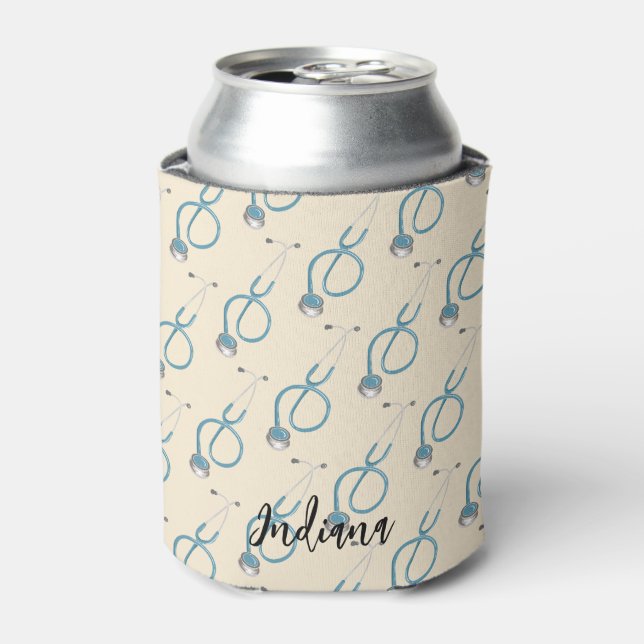 Personalized Script Medical Assistant Stethoscope Can Cooler (Can Front)