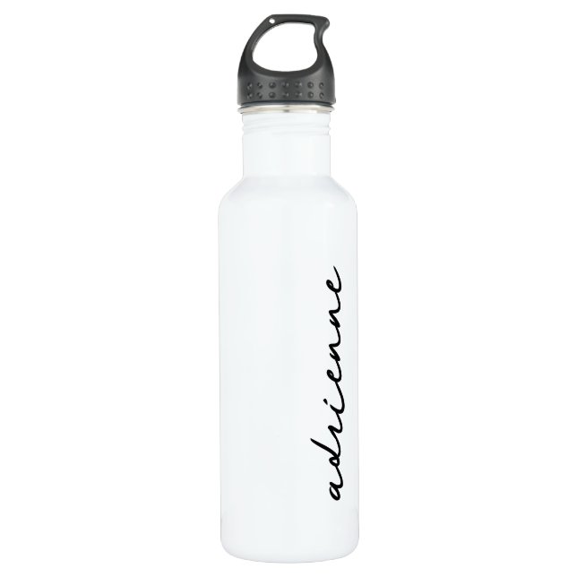 Personalized Script Minimalist Black & White 710 Ml Water Bottle (Front)