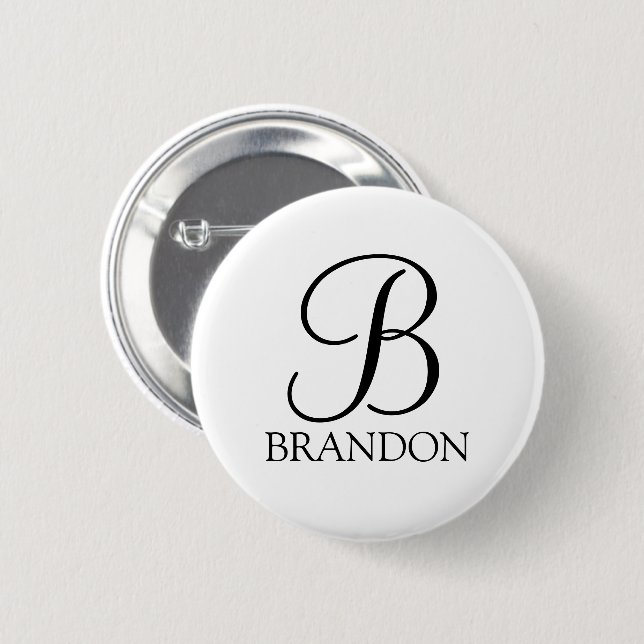 Personalized Script Monogram and Name 2 Inch Round Button (Front & Back)