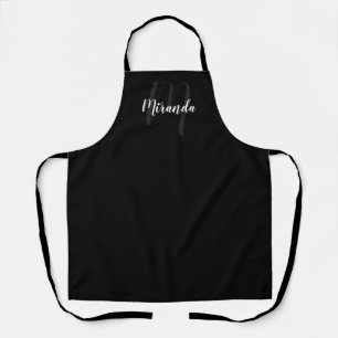 Personalized Script Monogram and Name Black Apron
