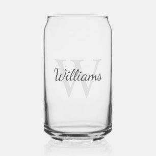 Personalized Script Monogram and Name Can Glass