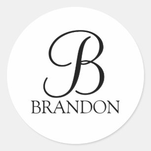 Personalized Script Monogram and Name Classic Round Sticker