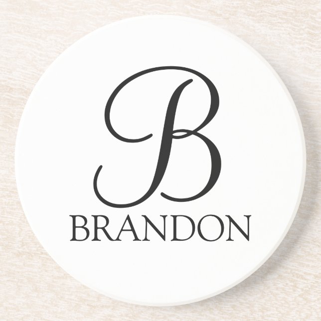 Personalized Script Monogram and Name Coaster (Front)