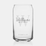 Personalized Script Monogram and Name Groomsmen Can Glass<br><div class="desc">Add a personal touch to your wedding with personalized groomsmen gift. This design features personalized groomsman's name in grey classic script font style with wedding details in grey classic serif font style and monogram in light grey classic serif font style as background. Also perfect for best man, father of the...</div>