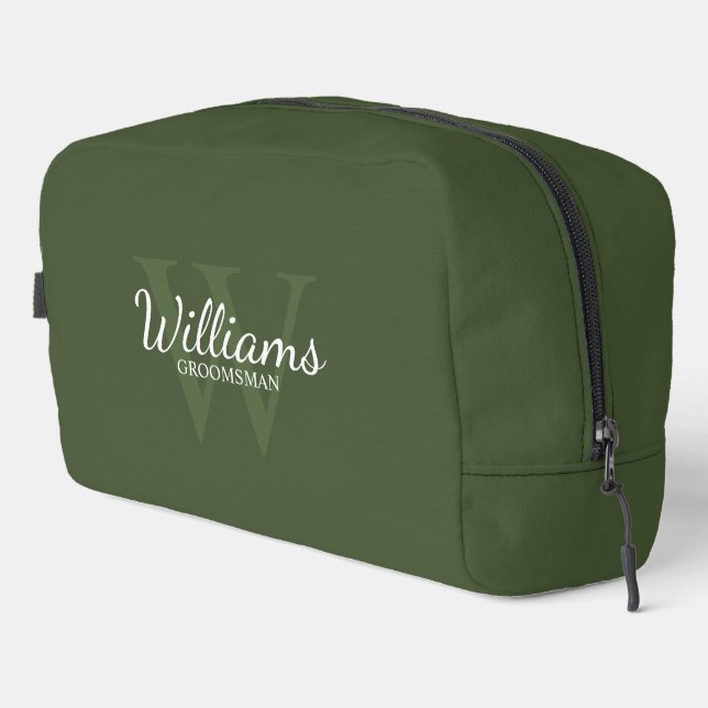 Personalized Script Monogram and Name Groomsmen Dopp Kit (Right Corner)
