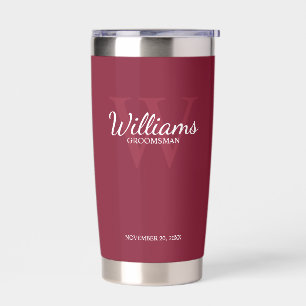 Personalized Script Monogram and Name Groomsmen Insulated Tumbler