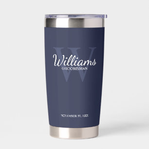 Personalized Script Monogram and Name Groomsmen Insulated Tumbler