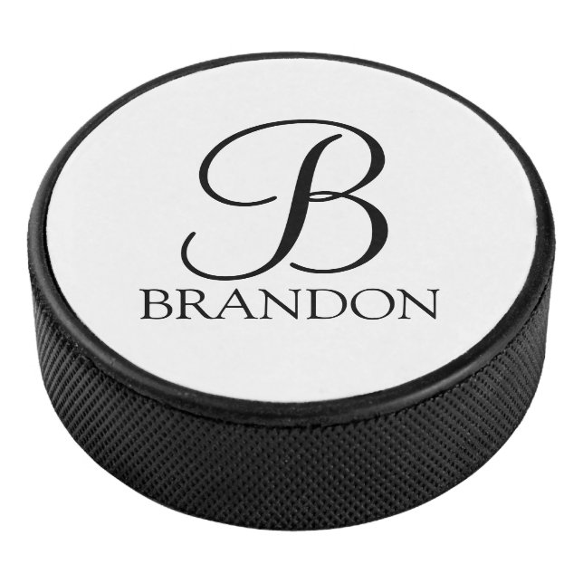 Personalized Script Monogram and Name Hockey Puck (3/4)