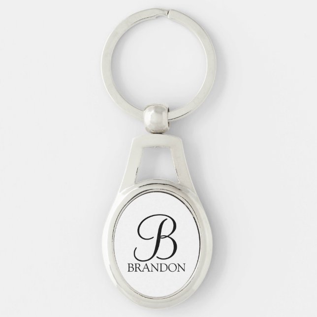 Personalized Script Monogram and Name Keychain (Front)