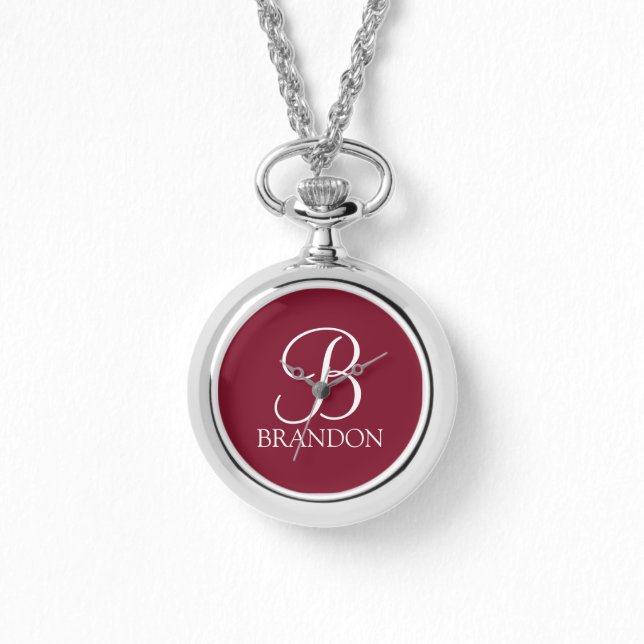 Personalized Script Monogram and Name Keychain Watch (Front)