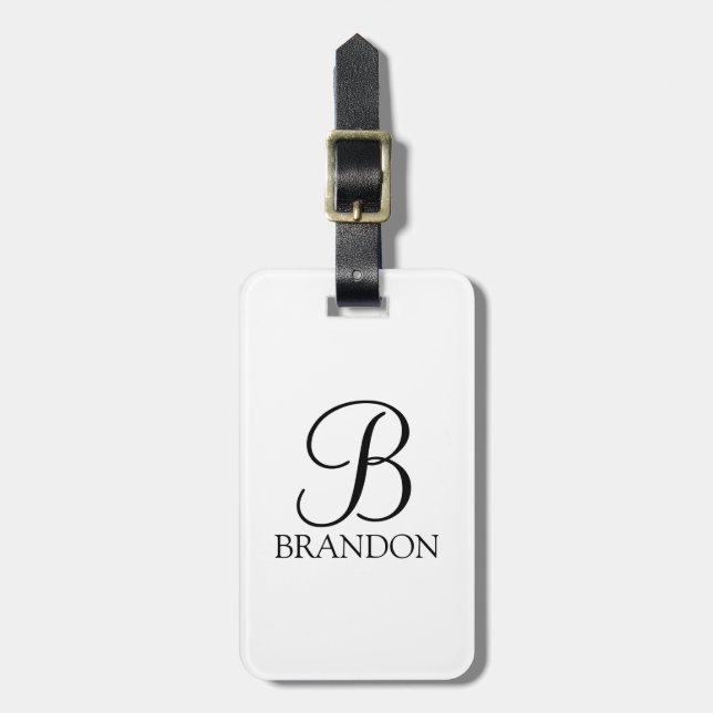 Personalized Script Monogram and Name Luggage Tag (Front Vertical)