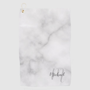 Personalized Script Monogram and Name Marble Look Golf Towel