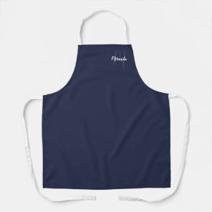 Personalized Script Monogram and Name Navy Blue Apron