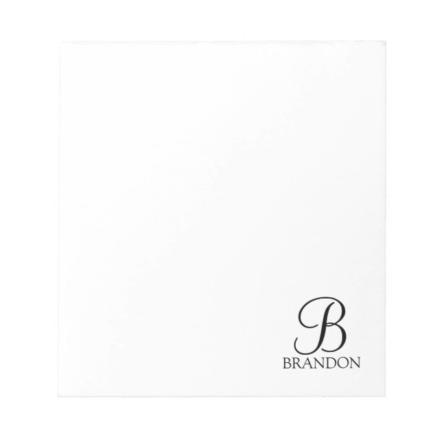 Personalized Script Monogram and Name Notepad (Front)