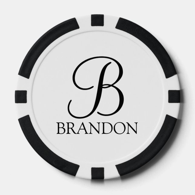 Personalized Script Monogram and Name Poker Chips (Front)