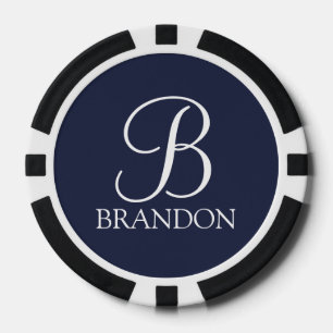 Personalized Script Monogram and Name Poker Chips