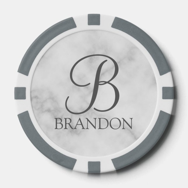 Personalized Script Monogram and Name Poker Chips (Front)
