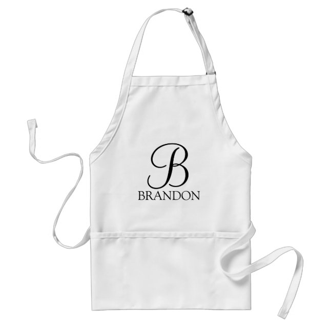 Personalized Script Monogram and Name Standard Apron (Front)