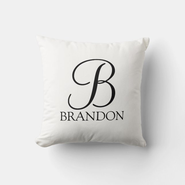 Personalized Script Monogram and Name Throw Pillow (Front)