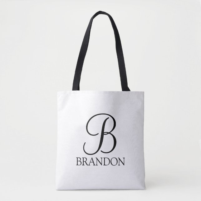 Personalized Script Monogram and Name Tote Bag (Front)