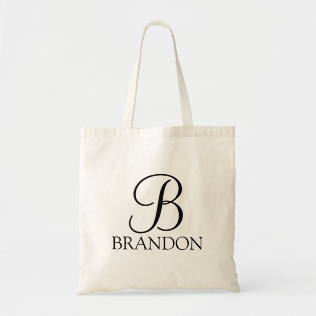 Personalized Script Monogram and Name Tote Bag (Front)