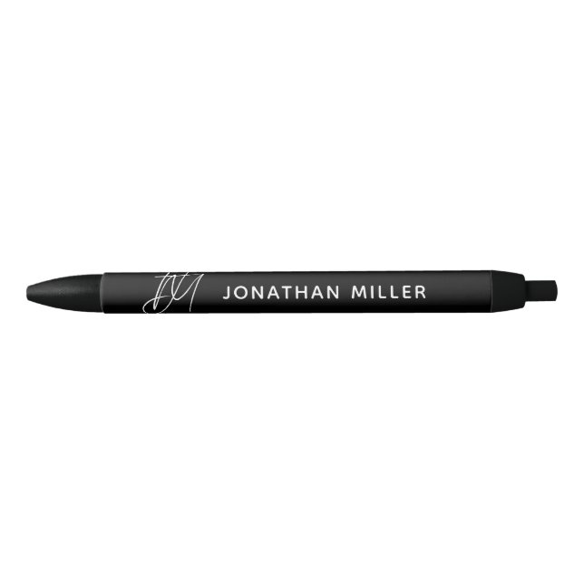 Personalized Script Monogram Black Ink Pen (Front)