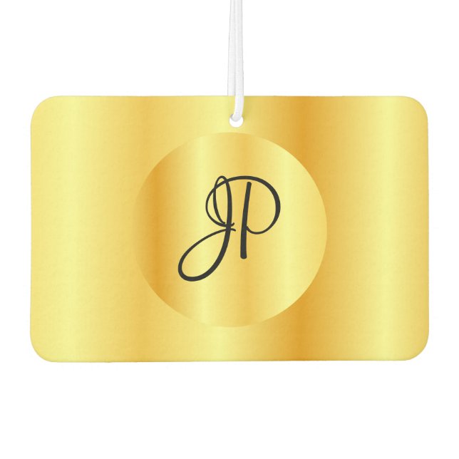 Personalized Script Monogram Faux Gold Template Air Freshener (Front)