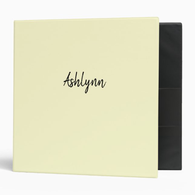 Personalized Script Name Black and Cream Binder (Front/Inside)