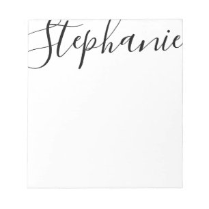 Personalized Script Name Black & White Notepad