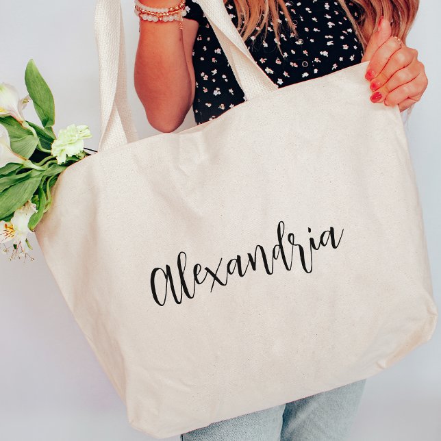 Personalized Script Name Bridesmaid Large Tote Bag (Creator Uploaded)