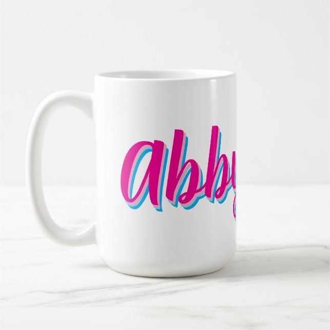  Personalized Script Name Coffee Mug | Pink Blue (Left)