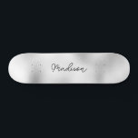Personalized Script Name Cute Girly Skateboard<br><div class="desc">Easily personalize this colourful Skateboard on Modern Cute SILVER GRAY abstract design featuring your custom name in elegant calligraphy font. Add your name,  choose font,  change size and position,  add clipart,  photos and shapes.</div>