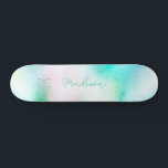 Personalized Script Name Cute Girly Skateboard<br><div class="desc">Easily personalize this colourful Skateboard on Modern Cute pastel mint green colour abstract design featuring your custom name in elegant calligraphy font. Add your name, choose font, change size and position, add clipart, photos and shapes.</div>