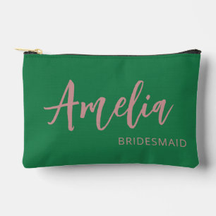 Personalized Script Name Green Bachelorette Makeup Accessory Pouch
