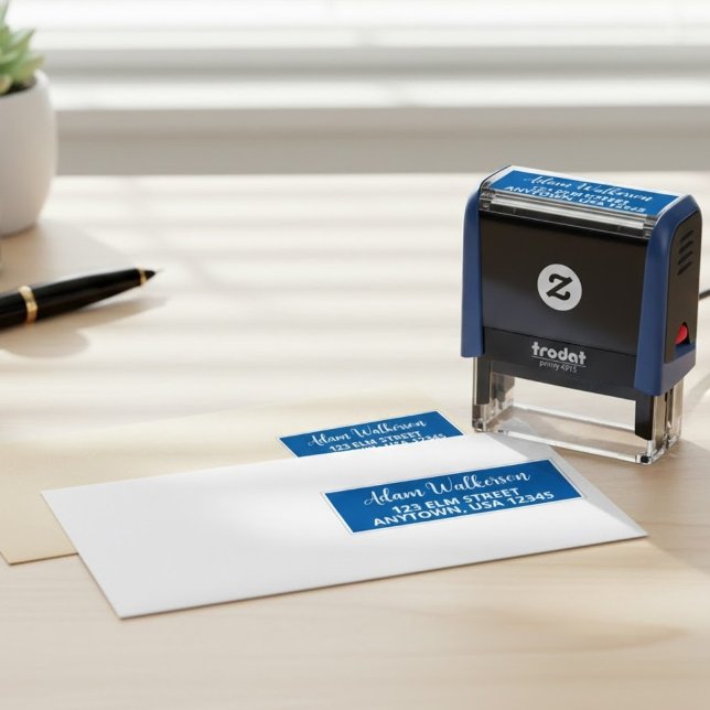 Personalized Script Name Stamp with a Modern Twist (simple typography address stamper, custom name and address stamp)
